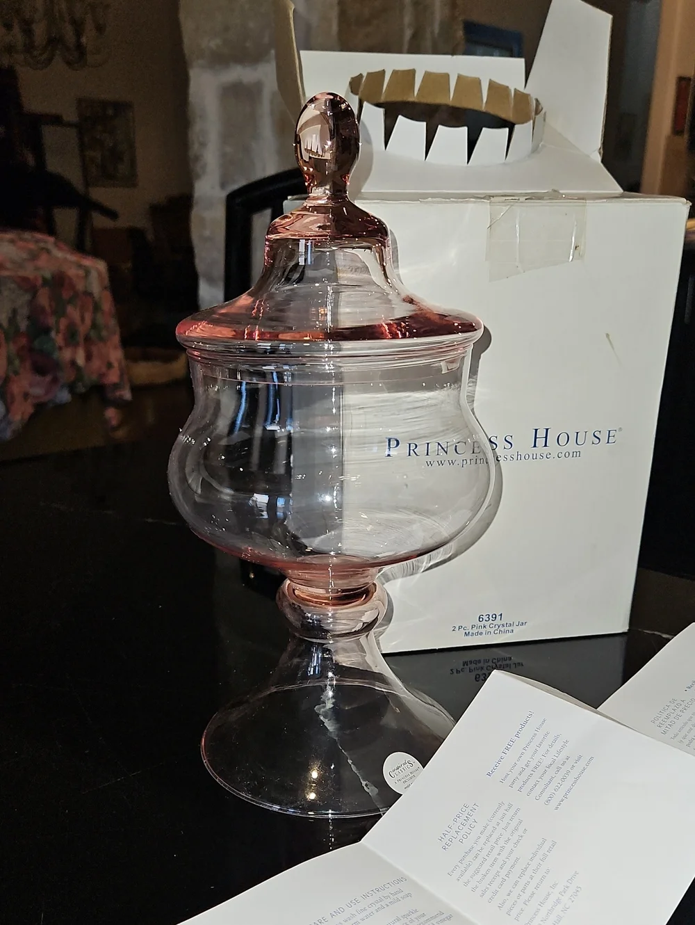 Vintage Princess House Rose-Tinted Glass Apothecary Jar with Lid